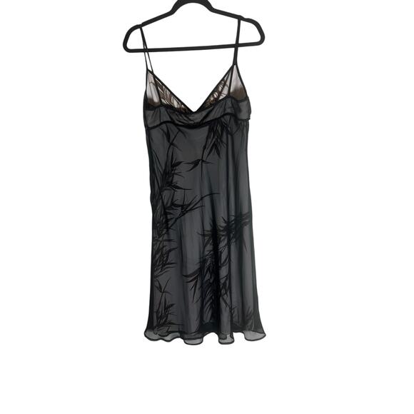 BCBG Max Azria Women's 12 Black Sheer Slip Dress Spaghetti Strap Made in USA - Picture 12 of 12